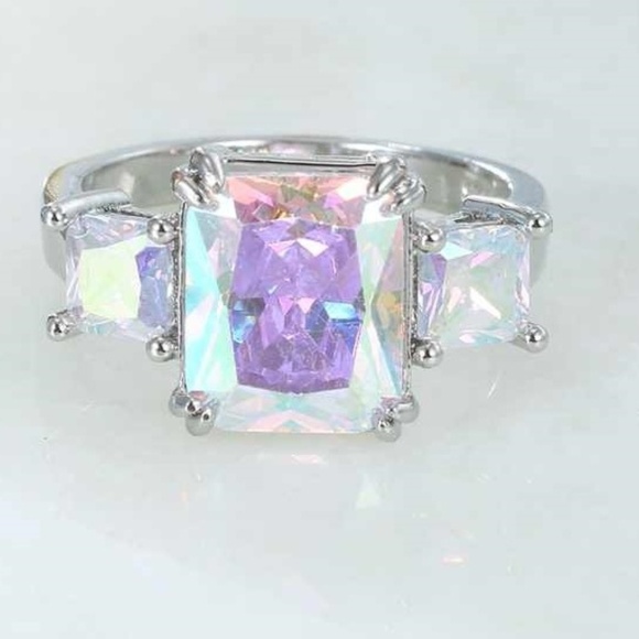 aurora borealis sterling plated ring, rainbow ring - Picture 4 of 6
